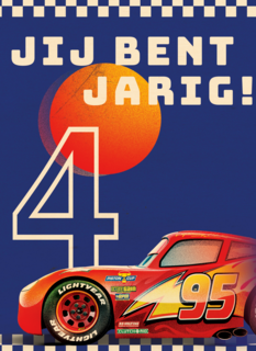 Cars verjaardagskaart Bliksem McQueen 4 jaar