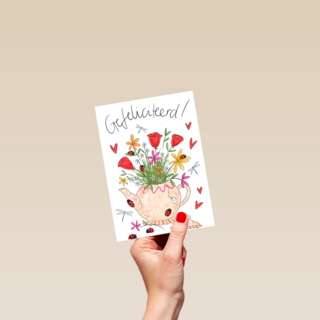 Matia Gefeliciteerd Theepot vol bloemen
