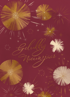 gelukkig nieuwjaar met goud op bourdeauxrood
