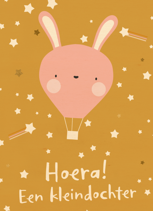 Hoera een kleindochter Roze konijn ballon