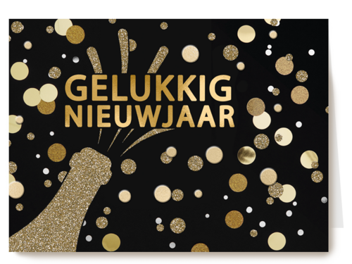 gelukkig nieuwjaar met glitterchampagne