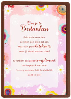 Bedankkaart Groot compliment More than words