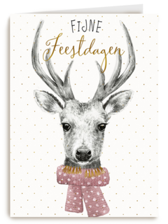 kerstkaart hert fijne feestdagen