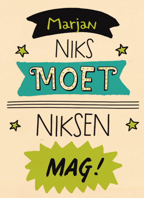 Houten Kaart Pensioen | Houten Kaart Hallmark | Pensioen | Niks Moet Niksen Mag Kaart