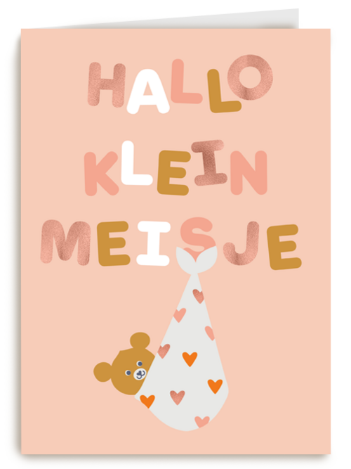 Hallo klein meisje Beertje in knapzak