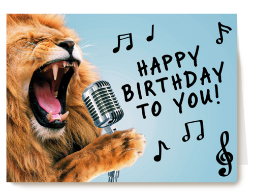 Lion sing Happy birthday to you