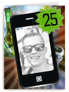 fotokaart telefoon 25 jaar geworden