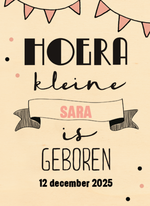 Houten Kaart Geboorte Felicitatie | Houten Kaart Hallmark | Geboorte Felicitatie | Kleine Een Meid Is Geboren