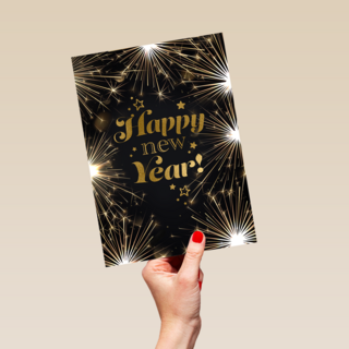 Nieuwjaar Happy New Year zwart
