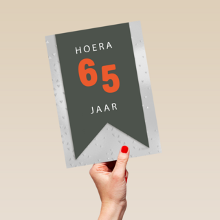 Verjaardagskaart hoera met leeftijd grijs