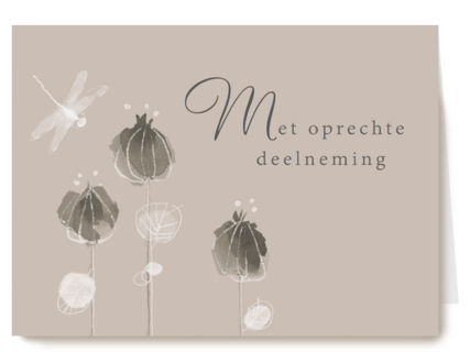 Deelneming kaart met libelle en bloemen