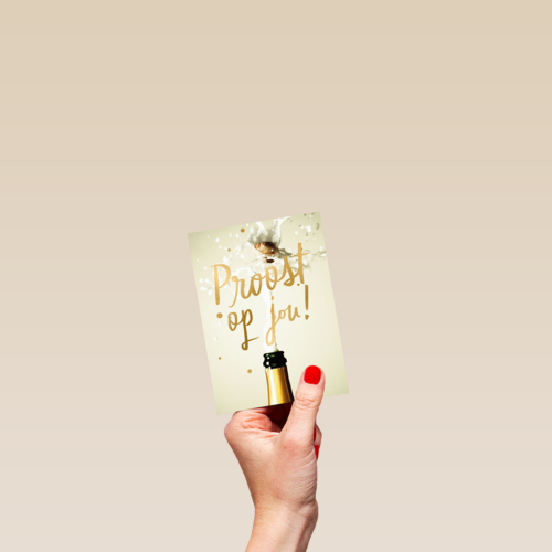 Felicitatie kaart man vrouw champagne proost op jou