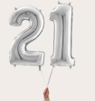 Cijferballon 21 Jaar Zilver
