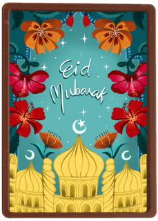 eid mubarak kaart met bloemen