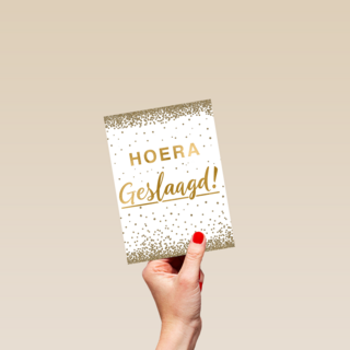 geslaagd kaart hoera geslaagd gouden letters