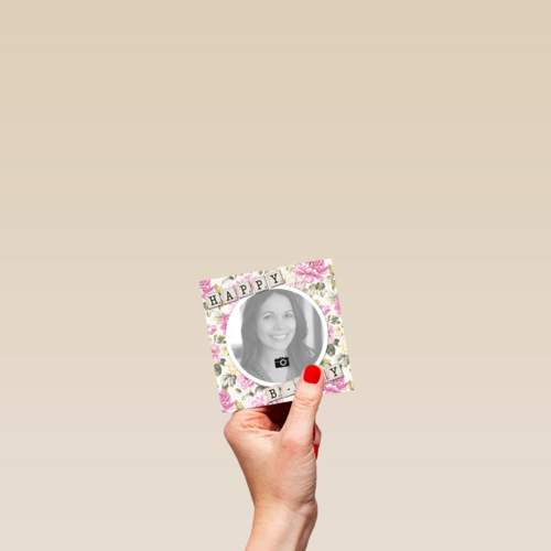 fotokaart happy bday bloemen achtergrond