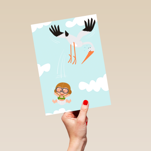 geboorte zoon ooievaar baby grappig