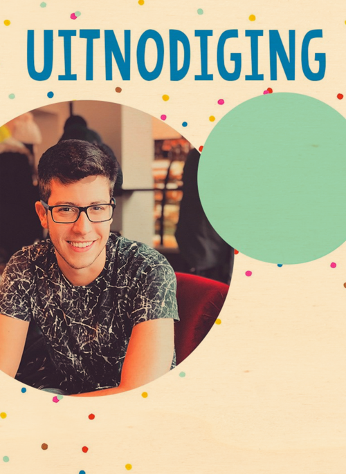 Houten Kaart Verjaardagsfeest Feest | Een Leuke Foto Uitnodiging Met Gekleurde Confetti