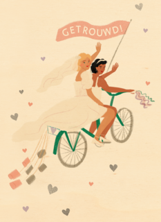 Pas getrouwd vrouwelijk bruidspaar