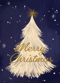 Kerstkaart witte kerstboom