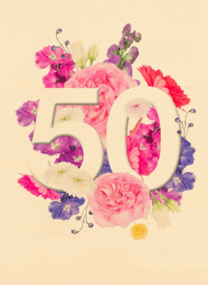 Verjaardagskaart 50 bloemen