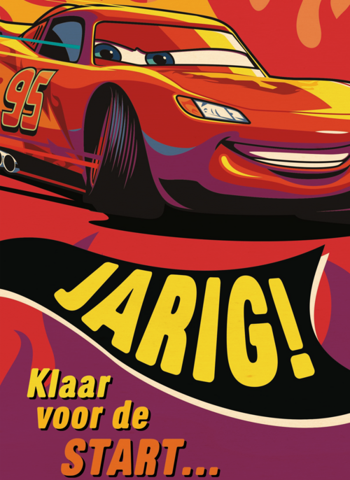 disney cars kaart met de tekst jarig klaar voor de start