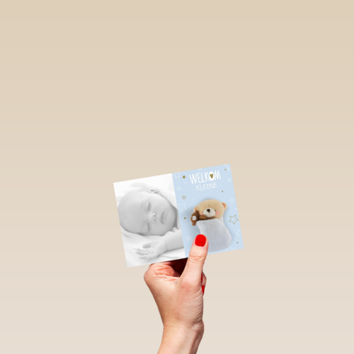 fotokaart liggend baby forever friends blauw