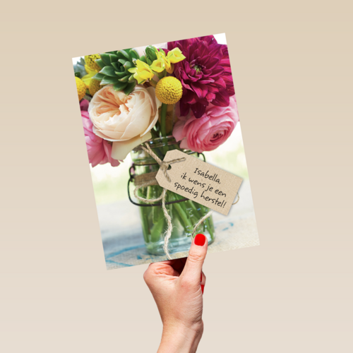 een bos bloemen voor een spoedig herstel