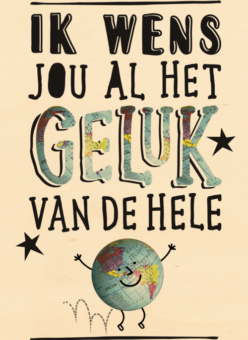 Houten Kaart | Veel Geluk Wens