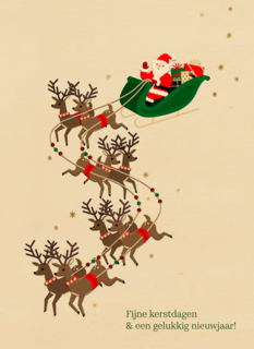 zakelijke kerstkaart met kerstman en rendieren