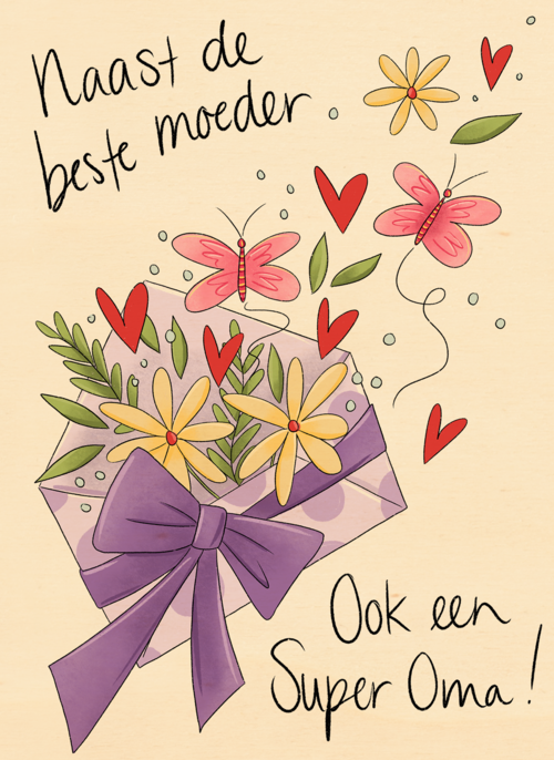 Houten Kaart Moederdag | Houten Kaart Hallmark | Moederdag | Moederdag Kaart Matia Super Oma
