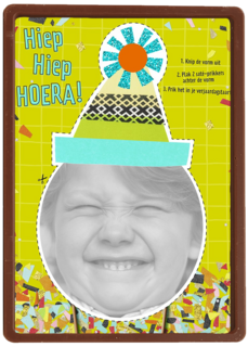 foto kaart verjaardag kids jongen met feestmuts