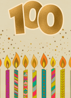 Verjaardagskaart 100 jaar met kaarsjes