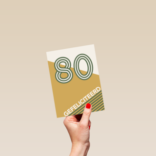 verjaardagskaart 80 op bruine achtergrond