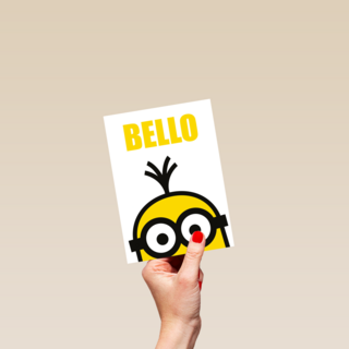verjaardagskaart minions bello ogen