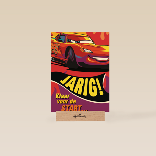 disney cars kaart met de tekst jarig klaar voor de start