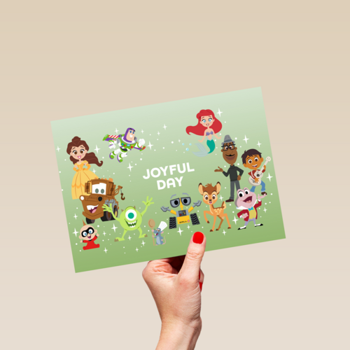 Verjaardagskaart met Disney Pixar figuren