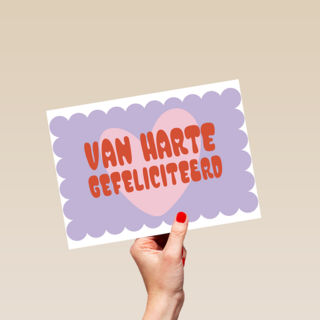 Verjaardagskaart Van Harte Gefeliciteerd paars