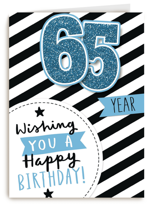 verjaardag leeftijden 65 jaar gestreept