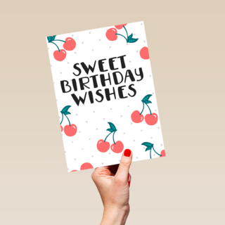 Verjaardagskaart tiener meisje Sweet birthday wishes kersen
