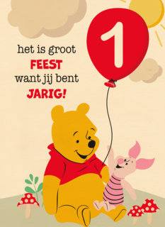 Verjaardagskaart Poeh 1 jaar