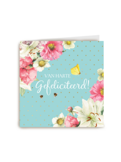 kaart flowers van harte gefeliciteerd lichtblauw