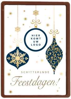 kerstkaart met kerstballen en eigen logo