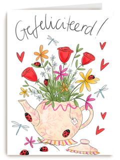 Matia Gefeliciteerd Theepot vol bloemen