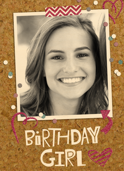 Houten Kaart Verjaardagskaarten | Prikbord Foto Birthday Girl