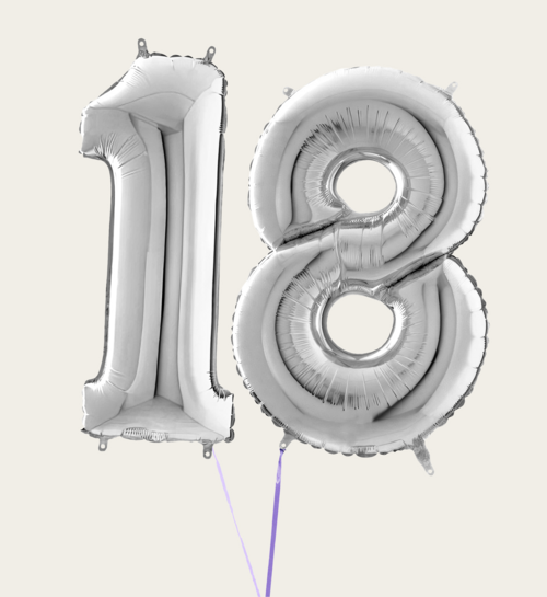 Cijferballon 18 Jaar Zilver XL