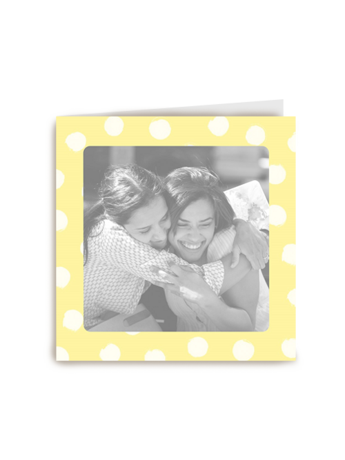 Kaart Hallmark | Liefde | Fotokaart Blanco Vierkant Geel Met Witte Stippen