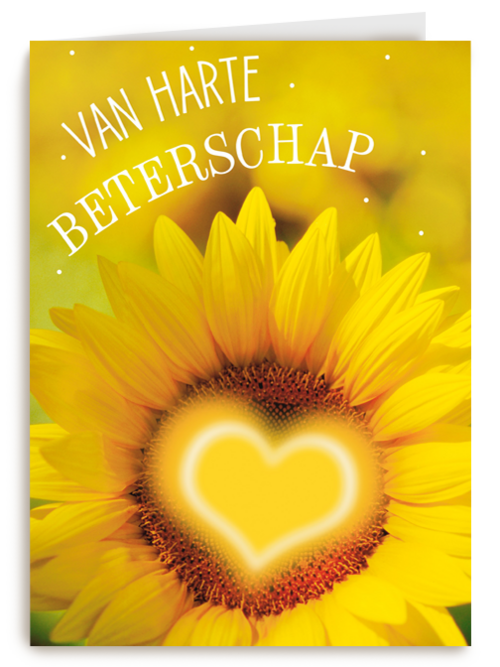 Beterschapskaart zonnebloem met hart