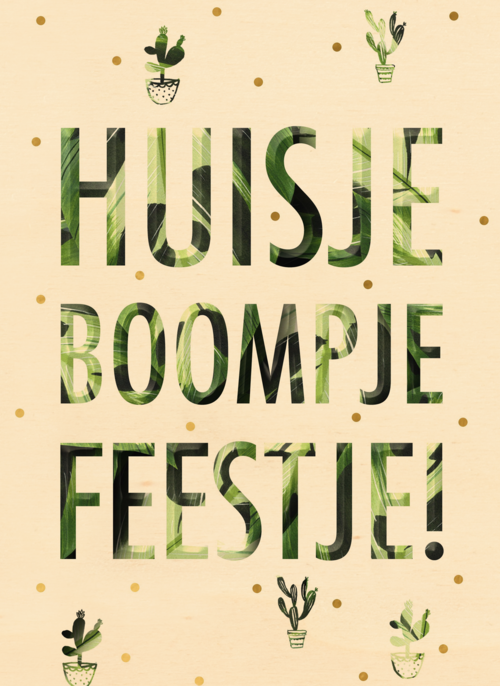 Houten Kaart Housewarming Verhuisbericht | Houten Kaart Hallmark | Housewarming Verhuisbericht | Huisje Boompje Feestje