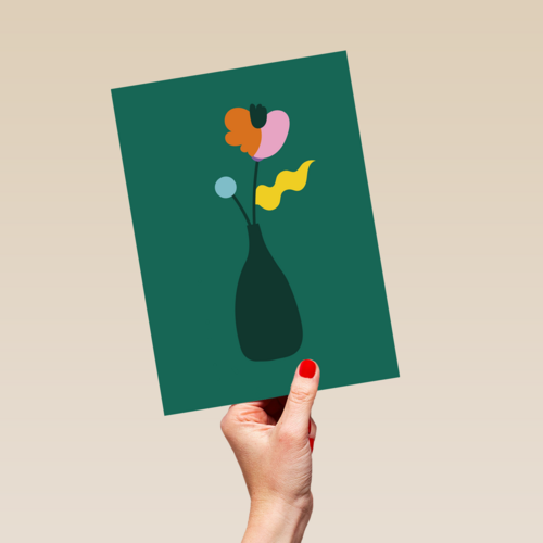 condoleancekaart met vaas bloemen